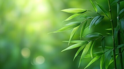 Obraz premium Lush Bamboo Forest Sunlight Green Leaves