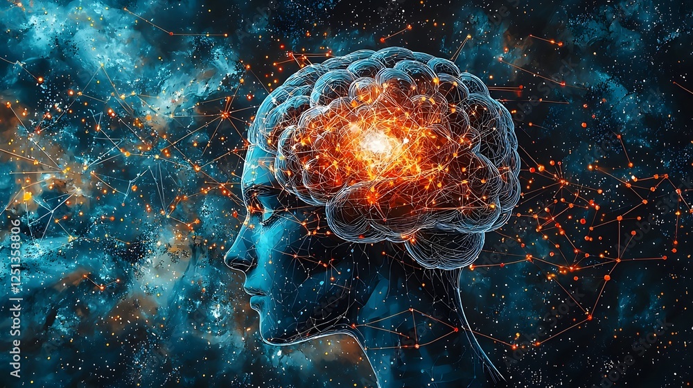 Poster conceptual image depicting the process of intelligence generating and cultivating ideas and creativi