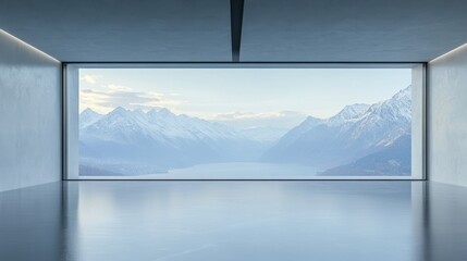 Stunning Mountain Lake View from Modern Minimalist Room