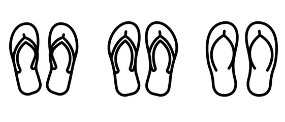 flip-flop outline or line icon design bundle.