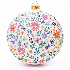 A vibrant Christmas ornament with intricate swirling patterns in rich, multicolored hues, featuring a glossy finish and gold cap