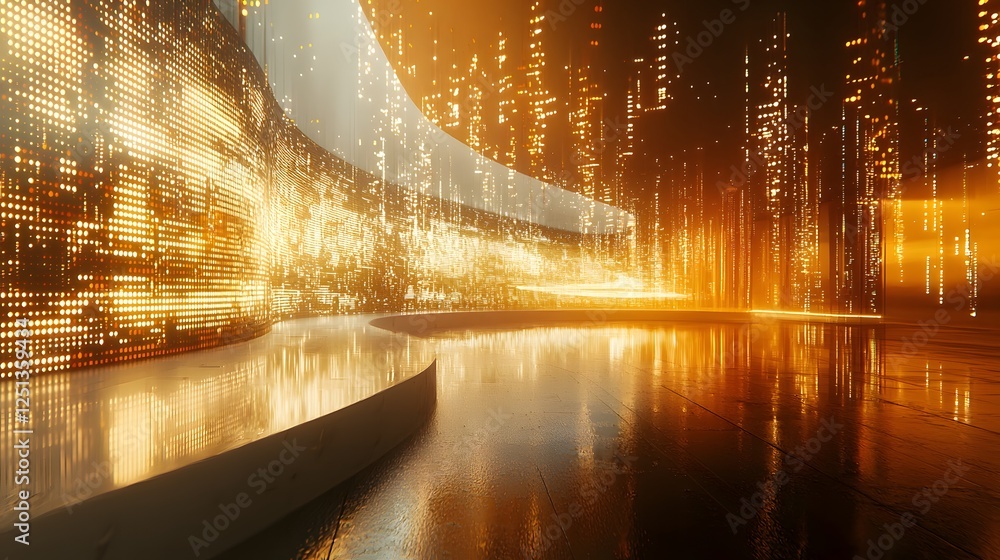 Poster innovative glowing data flows and dynamic digital patterns visualizing abstract futuristic design co