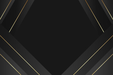 luxury Black curtain background with gold line. Abstract geometry background with modern and elegant concept.