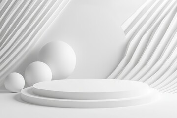 Abstract white background with a podium for product presentation