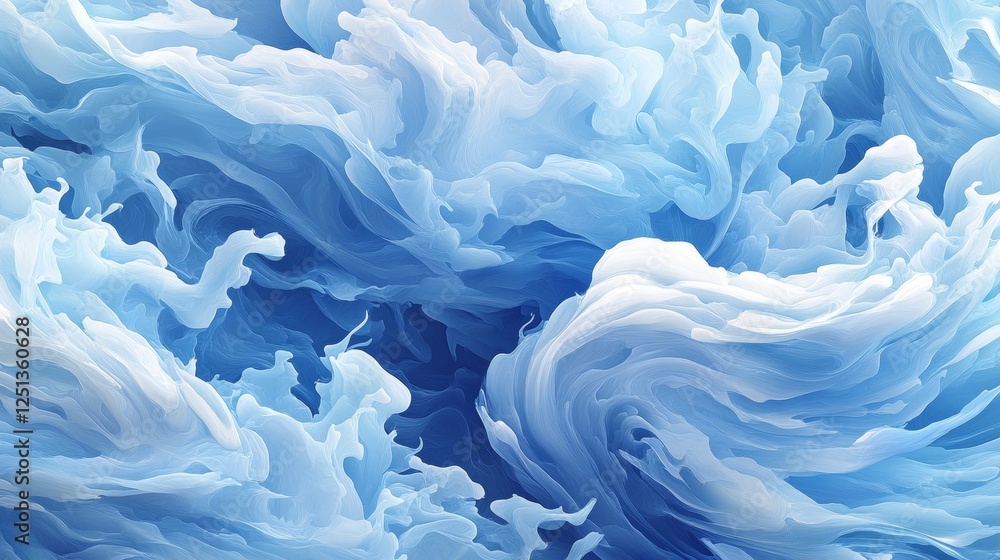 Poster abstract blue wave pattern. elegant flowing light blue shapes on a deep blue backdrop..