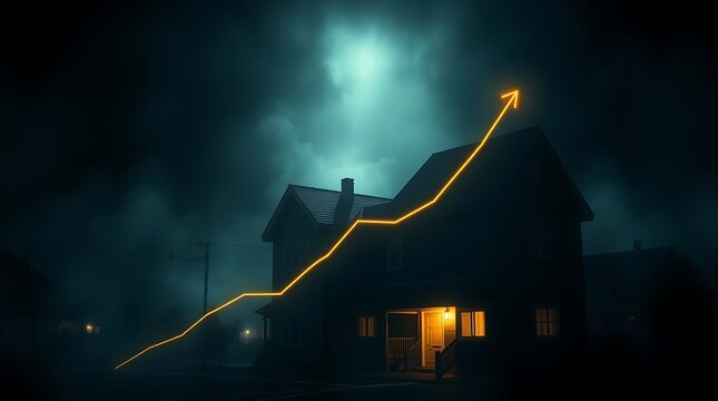 Rising house prices in a dark neighborhood. - Powered by Adobe