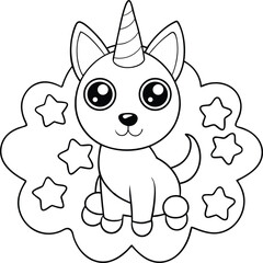 Adorable Unicorn Puppy Coloring Page Cute Canine Fantasy