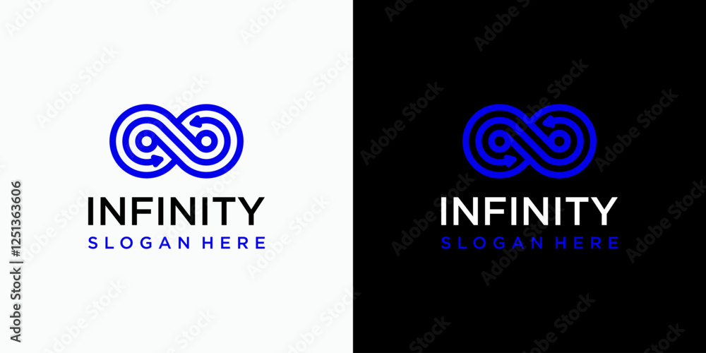 Poster infinite technology connection vector logo design with modern, simple, clean and abstract style.