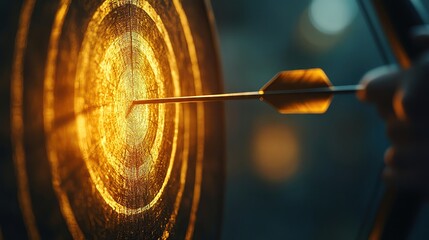 precision and focus business target Close-up of an arrow hitting a vibrant target.