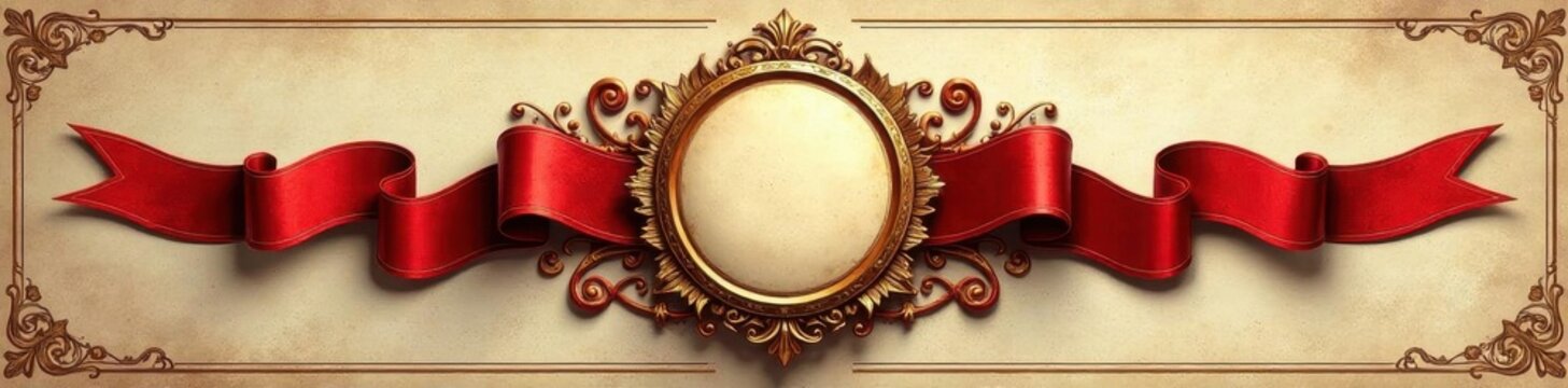 Vintage crest with ribbons and swirling details,  wedding,  detail,  scroll