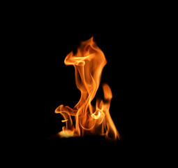 Abstract flames collection isolated on black background. Flames on black background. Concept of...