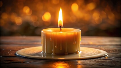 Candle flame moving in a circular motion, with wax melting and dripping, soft light, warm glow,  soft light