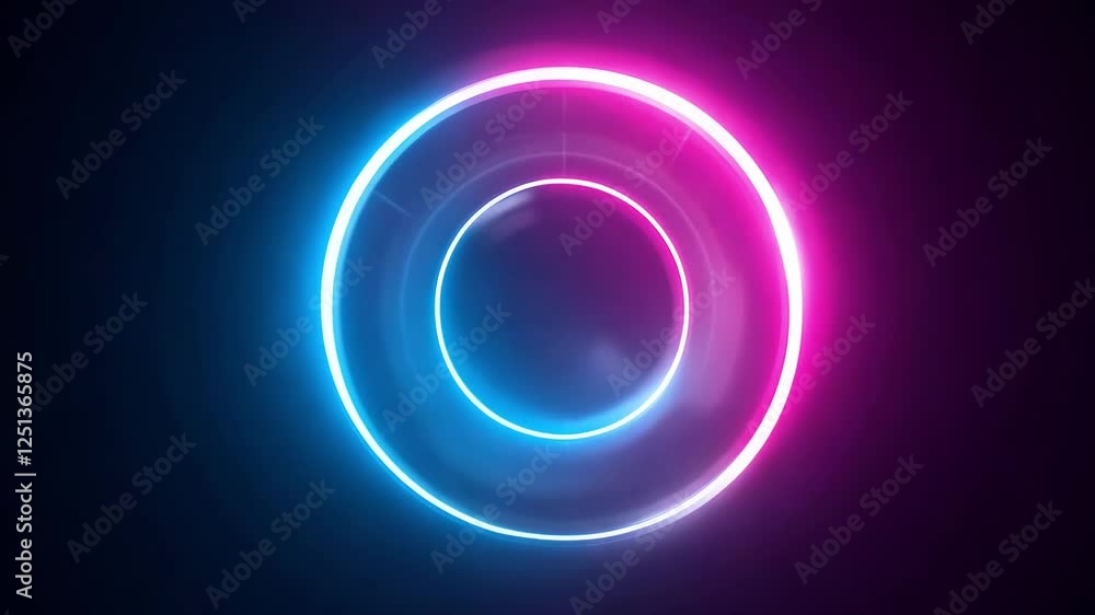 Aufkleber vibrant neon circular design featuring glowing blue and pink elements, creating modern and dynamic a
