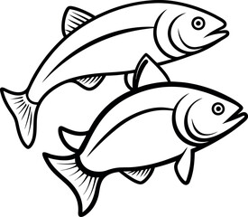 Minimalist Fish Outline Vector – Ideal for Culinary Branding