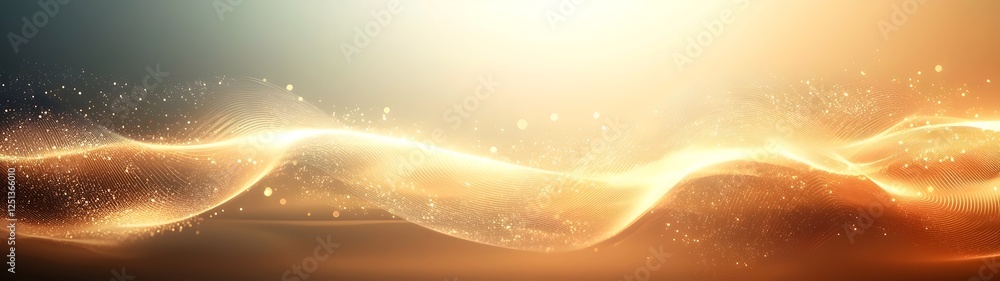 Aufkleber a mesmerizing abstract background featuring soft golden waves with sparkling elements, evoking a sen