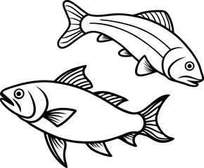 Minimalist Fish Outline Vector – Ideal for Culinary Marketing