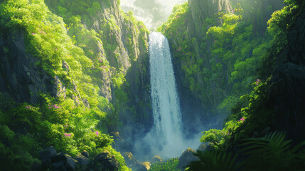 Cascading Wonder: Majestic Waterfall (Variant 1)