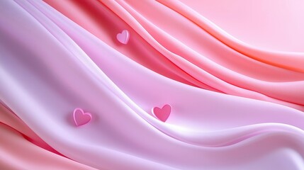 Pink Fabric Draped with Three Small Hearts