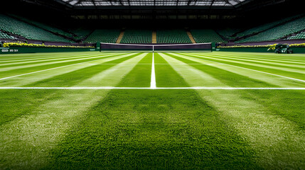 Obraz premium Green Football Field at Night Stadium