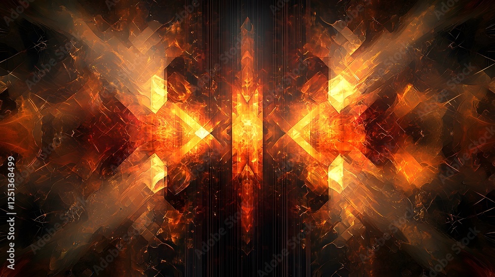 Poster mesmerizing abstract digital artwork featuring intersecting beams of light creating a captivating co