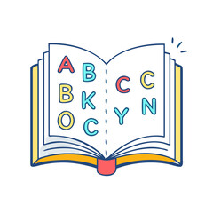 open book with letters icon, open book with letters vector illustration-simple illustration of open book with letters, perfect for open book with letters logos and icons