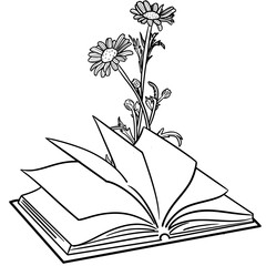 Book outline with flowers