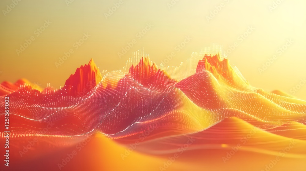 Poster stunning minimalist digital landscape with dynamic data flow visualization in futuristic sci fi styl