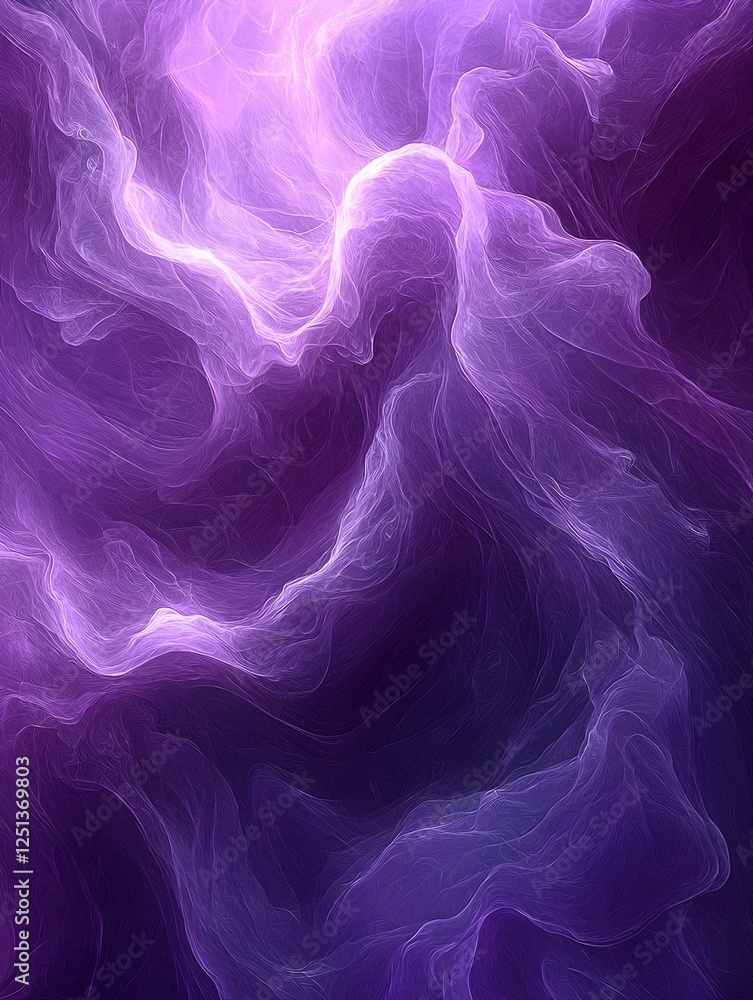 Poster a mesmerizing abstract composition featuring swirling purple tones. the ethereal patterns create a d