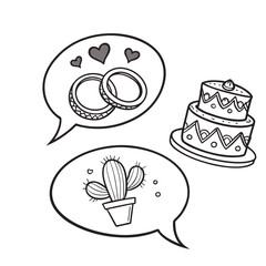 Valentine's day doodle set wedding rings 