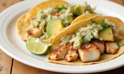 Delicious fish tacos with fresh toppings.