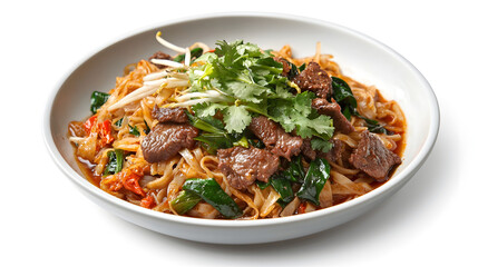 Delicious Thai Kuay: Authentic Beef Stir-Fry Dish Styled in Professional Culinary Presentation