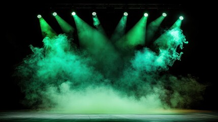 Stage Lighting With Green Smoke