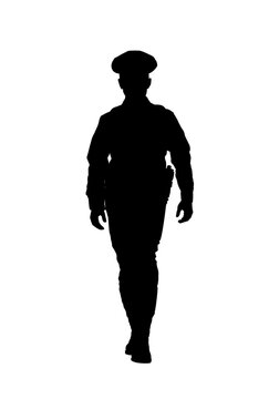 recommend clip art: Silhouette of American policeman, police officer - vector illustration