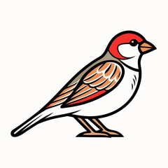 Simple a Sparrow line art vector white background