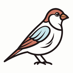 Simple a Sparrow line art vector white background