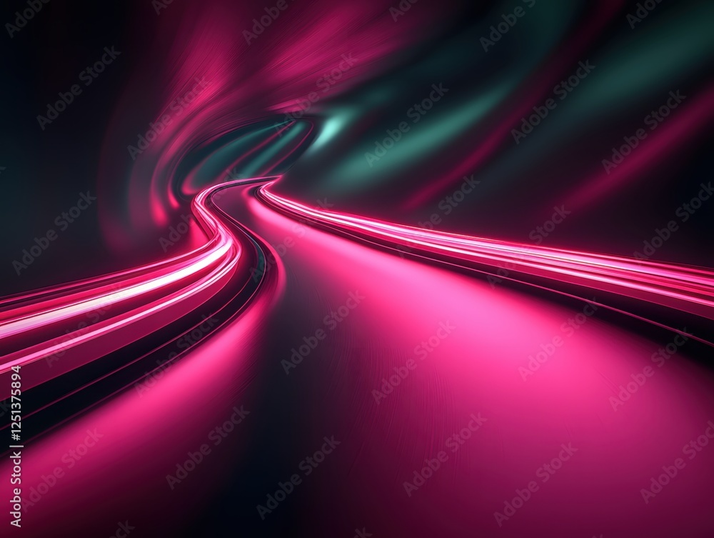 Poster abstract magenta tunnel with light trails creating a futuristic and dynamic background design