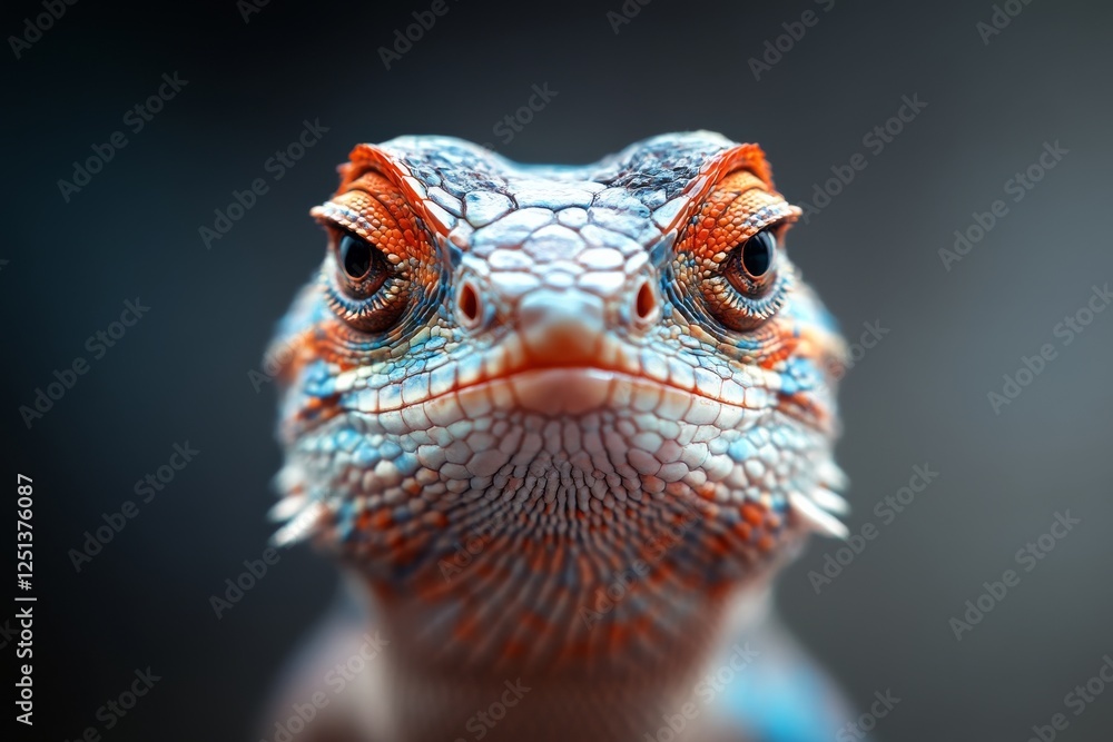 Poster brightly colored lizard close-up captures intricate patterns and unique features in vibrant detail