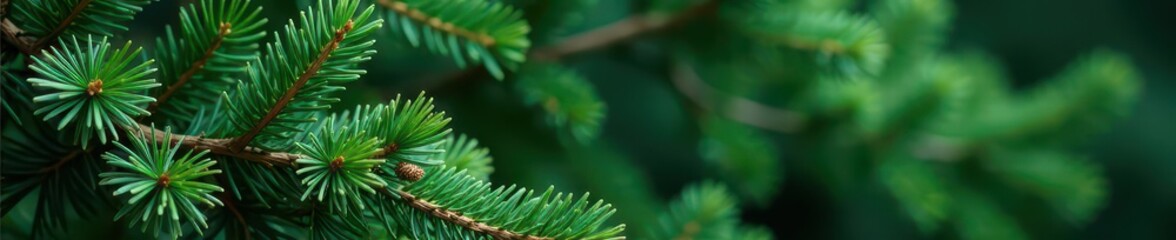 Deep green pine boughs, abundant needles, natural texture, festivity, festive, decoration