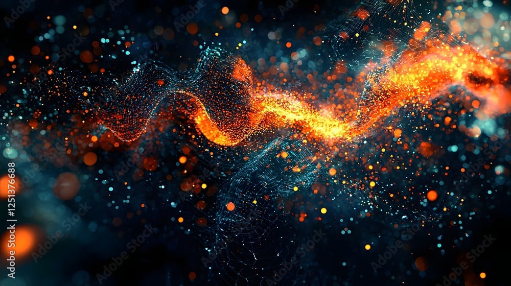 Poster dynamic digital elements visually representing the most prominent trends and advancements in innovat