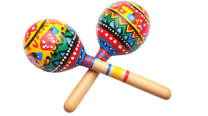 Cinco de Mayo PNG file featuring colorful maracas crossed in a festive composition, isolated on white background