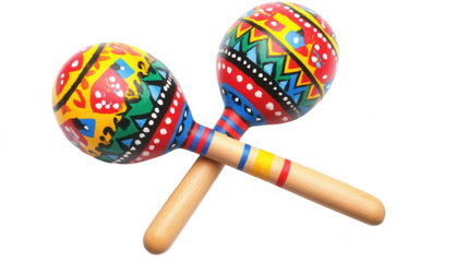 Cinco de Mayo PNG file featuring colorful maracas crossed in a festive composition, isolated on white background