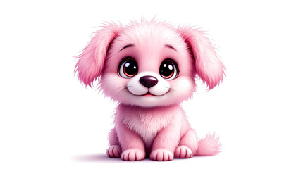 Obraz premium Adorable Pink Puppy Digital Art: A Cute Cartoon Dog Illustration