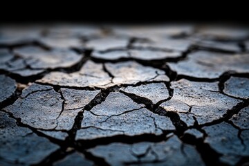 Obraz premium Cracked earth surface revealing dry soil texture under natural light in a drought-affected area