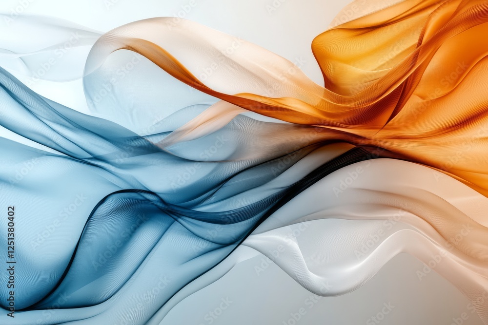 Poster fluid shapes and vibrant colors blend seamlessly in an abstract design capturing motion and transfor