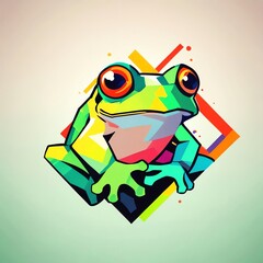 Vibrant Pop Art Red-Eyed Tree Frog