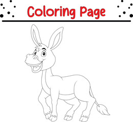 Donkey Coloring Page. Cute  Animal coloring book page