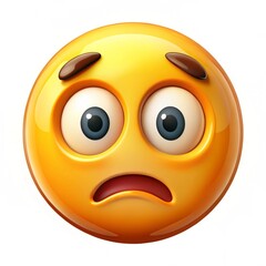 Fototapeta premium 3D Worried Emoji Face with Wide Eyes and Frowning Mouth