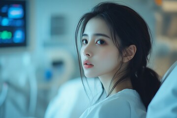 Fototapeta premium Health care, pain asian young woman suffering from hemorrhoid, anus, diarrhea and constipation, girl hand touching, holds butt, anal have abdominal, intestine problem, abscess disease and smell