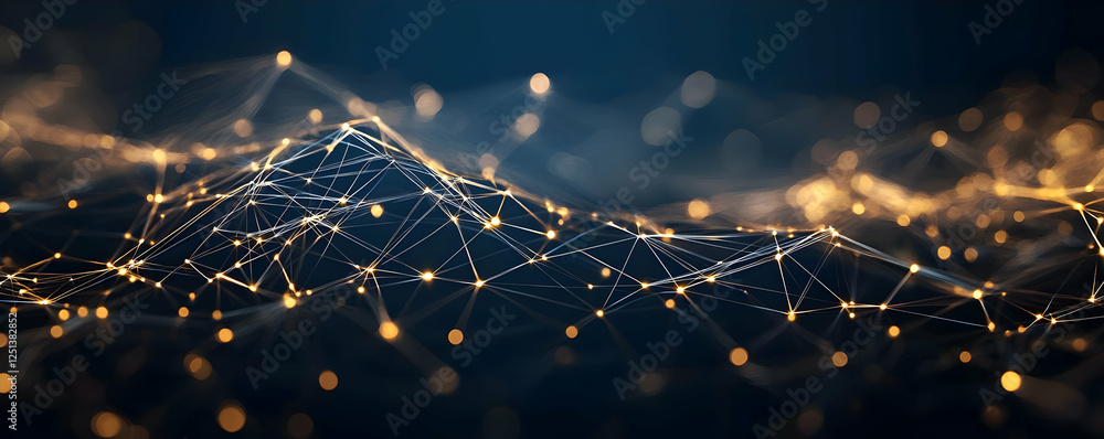 Poster abstract representation of interconnected lines and glowing points on a dark background