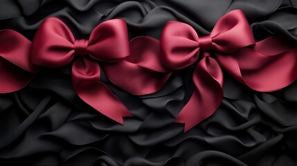 black vertical background is adorned with elegantly flowing burgundy ribbons, perfect for Black Friday sales promotions or festive gift themes. The contrast between the colors is visually appealing.